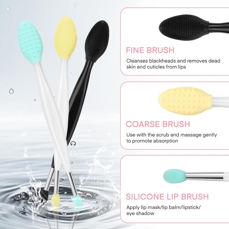 Unaone Lip Scrub Brush - 3 PCS Dual-ended Lip Scrubber Exfoliator and Silicone Lip Brush, 2-in-1 Silicone Lip Scrub Tool Lip Mask Applicator, Gentle Exfoliator & Applicator for Soft - Image 3